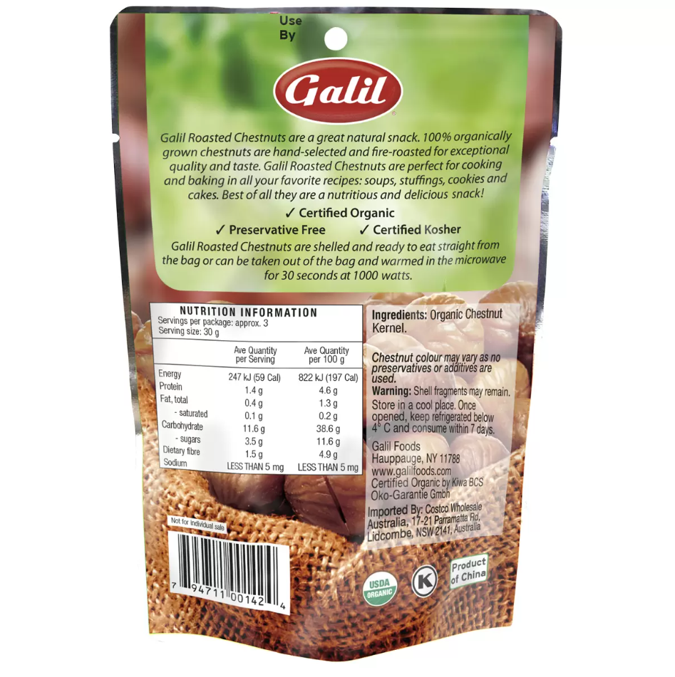 Organic Roasted Chestnuts 100g