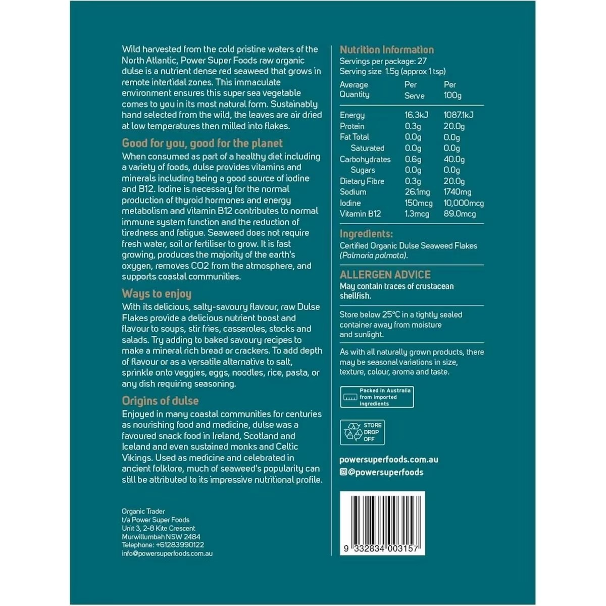 Certified Organic Wild Atlantic Dulse Flakes 40g