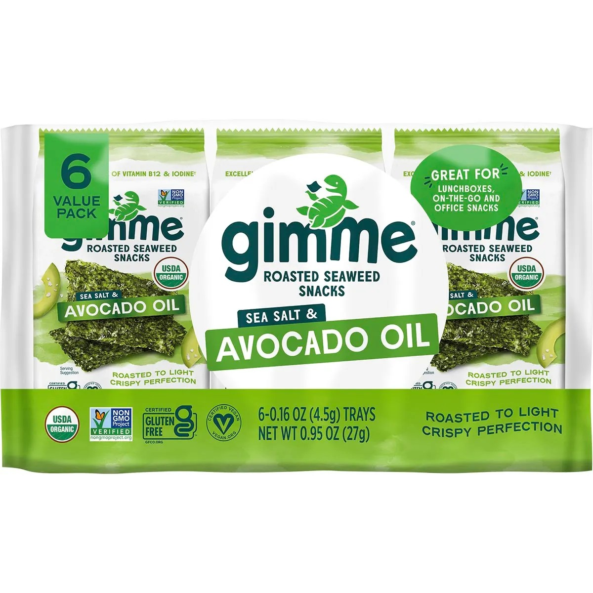 Gimme Organic Seaweed Snacks Multipack – Avocado Oil & Sea Salt 6x4.5g