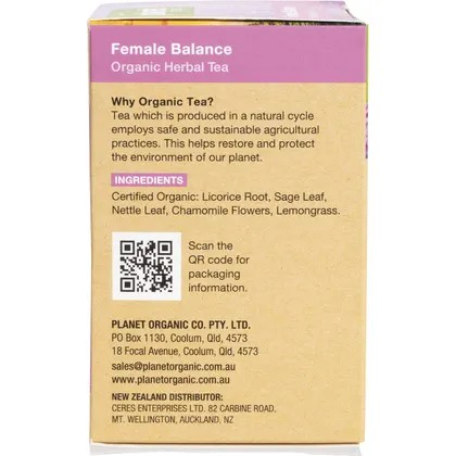 Planet Organic Female Balance Herbal Tea Bags 25pk