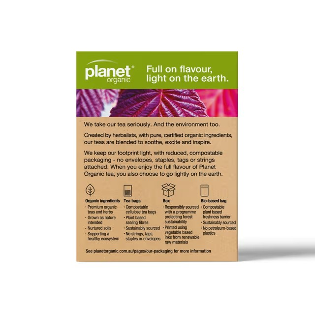 Planet Organic Raspberry Leaf Herbal Tea Bags 25pk