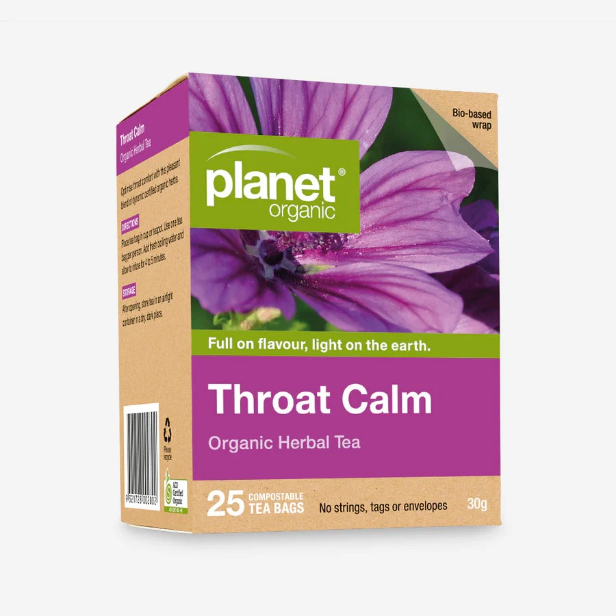 Planet Organic Throat Calm Herbal Tea Bags 25pk