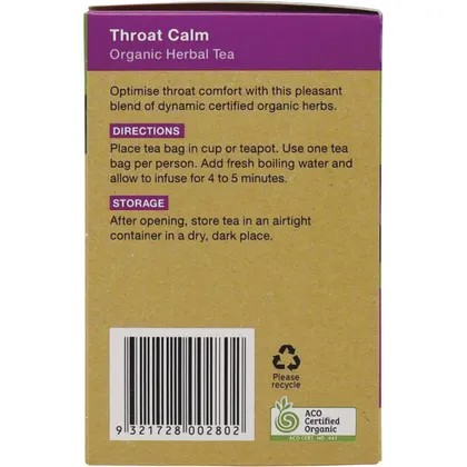 Planet Organic Throat Calm Herbal Tea Bags 25pk