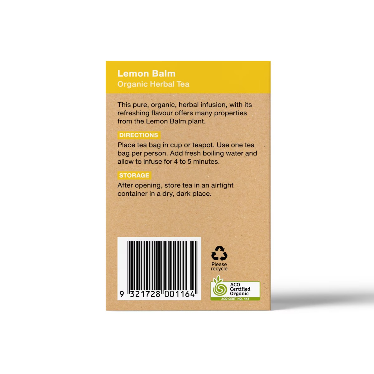Planet Organic Lemon Balm Herbal Tea Bags 25pk