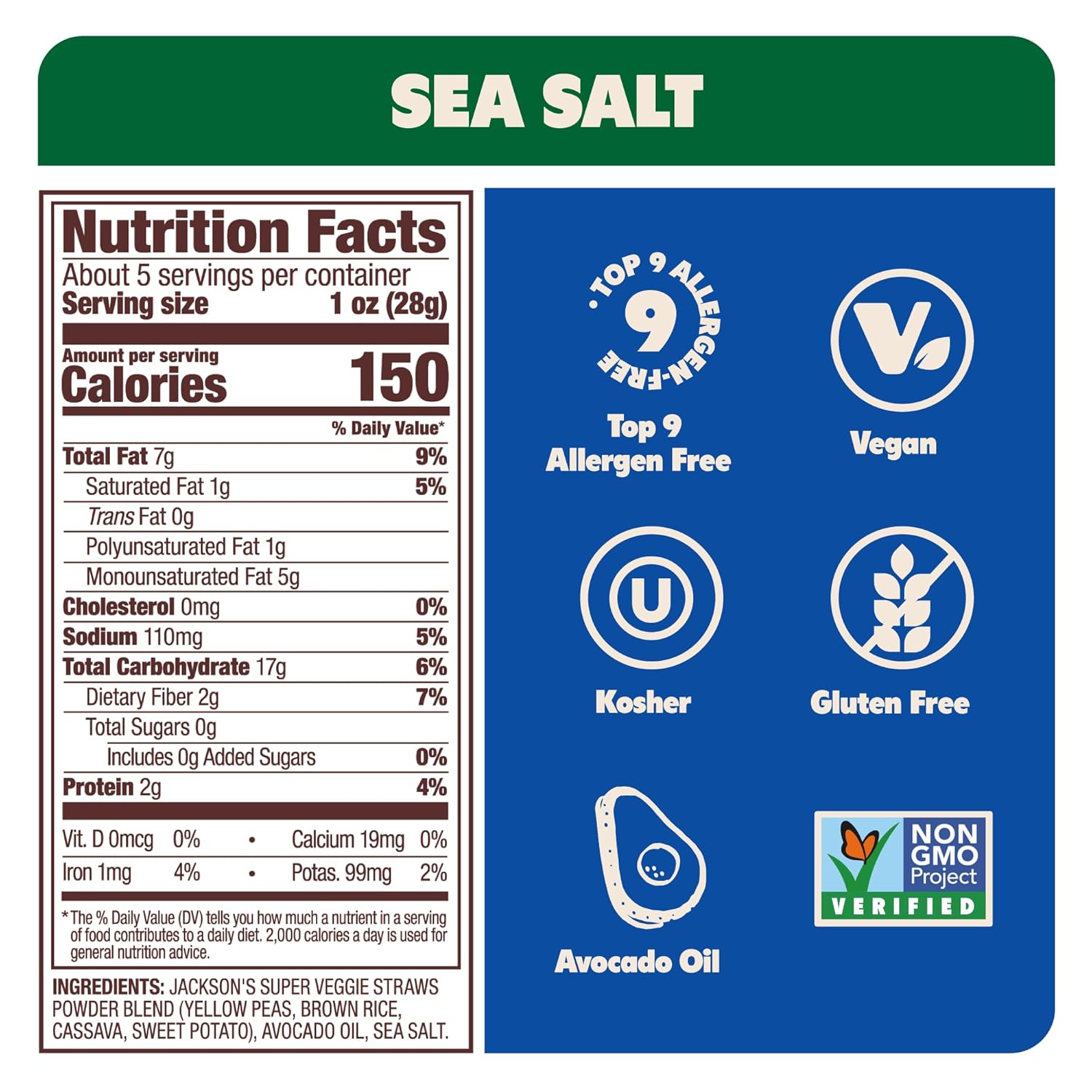 Jackson’s Super Veggie Straws - Sea Salt