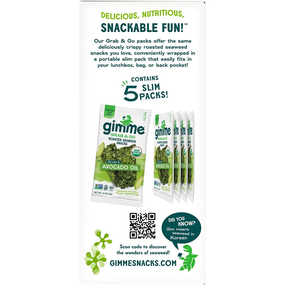 Gimme Organic Seaweed Grab & Go Sea Salt & Avocado Oil 5x4g