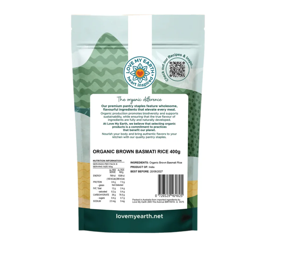 Organic Brown Basmati Rice 400G