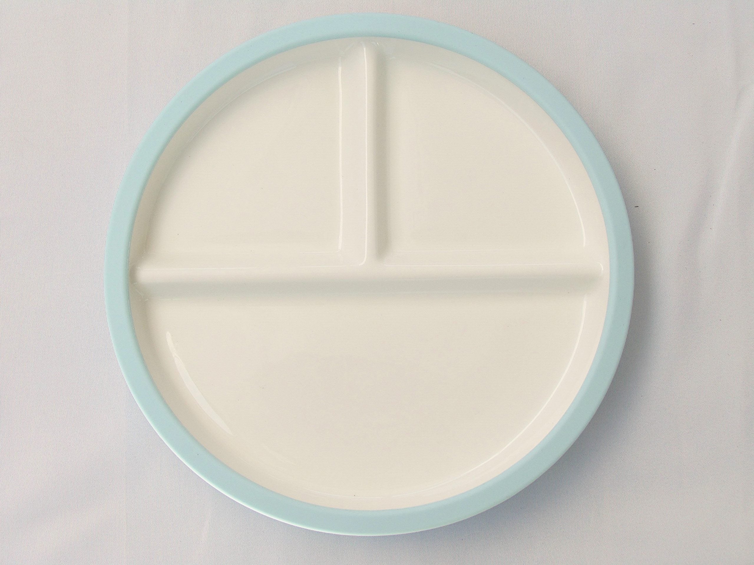 Porcelain & Silicone Suction Toddler Plate - Spring Blue