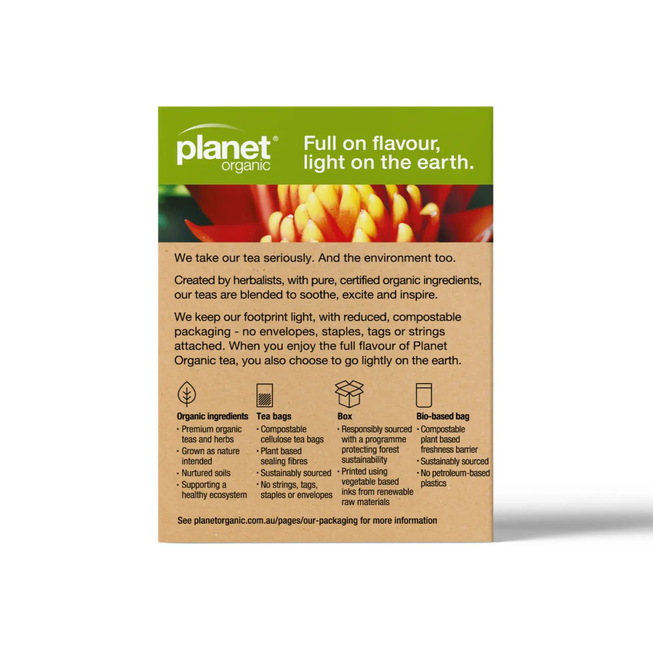 Planet Organic Ginger Herbal Tea Bags 25pk