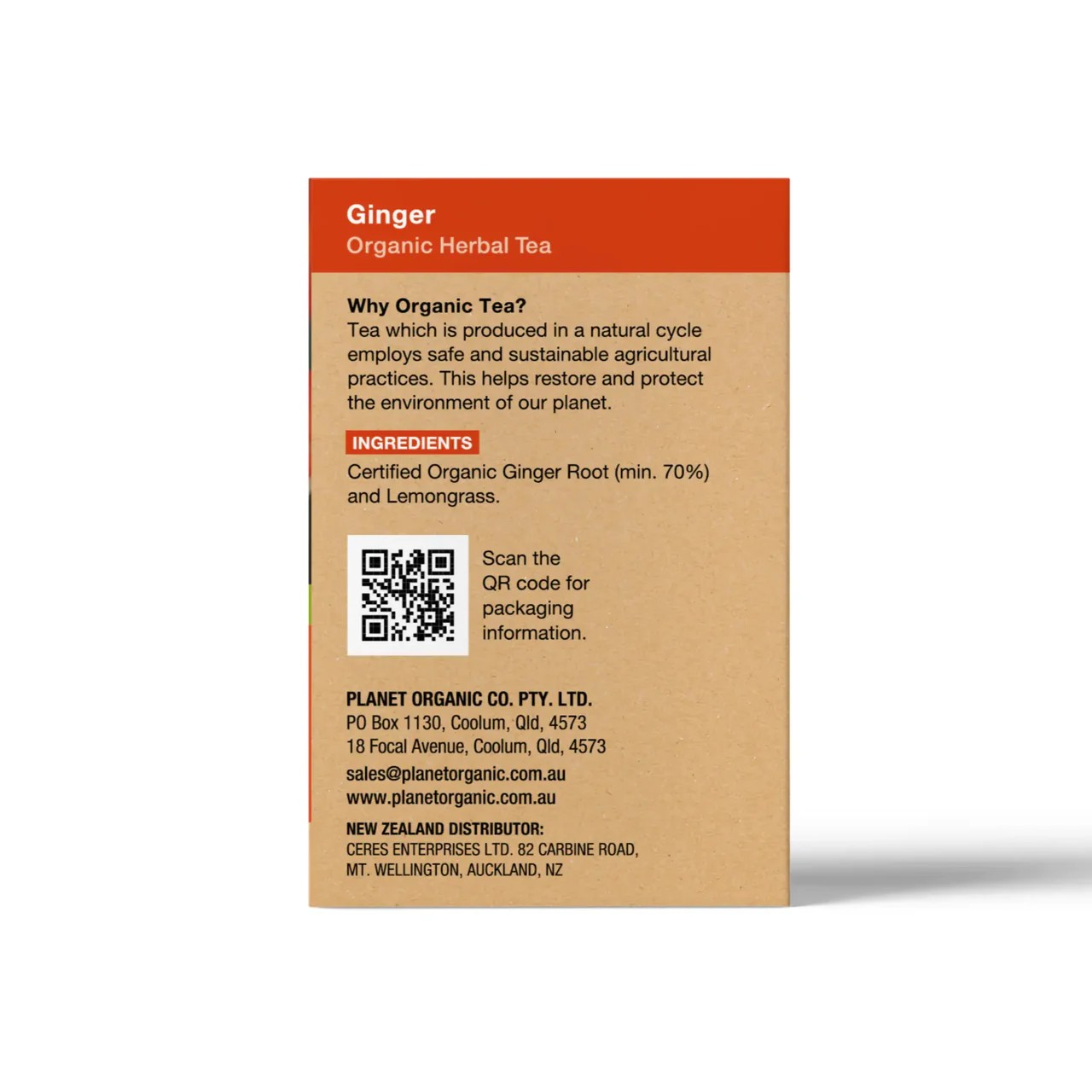 Planet Organic Ginger Herbal Tea Bags 25pk